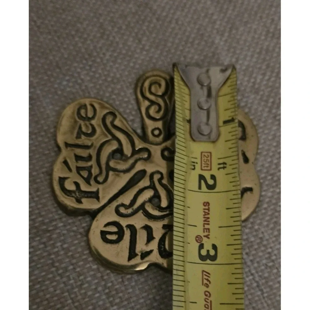 Vintage Irish Brass Shamrock Plaque Cead Mile Failte Solid Brass Ready To Hang